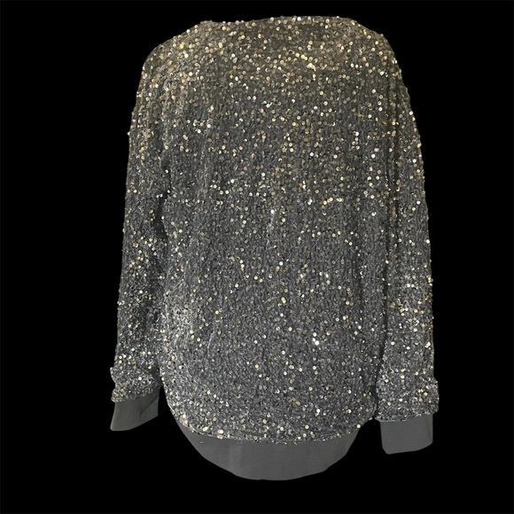 Shiraleah Sequin Velour Silver Sweater Sz XL - Picture 2 of 5